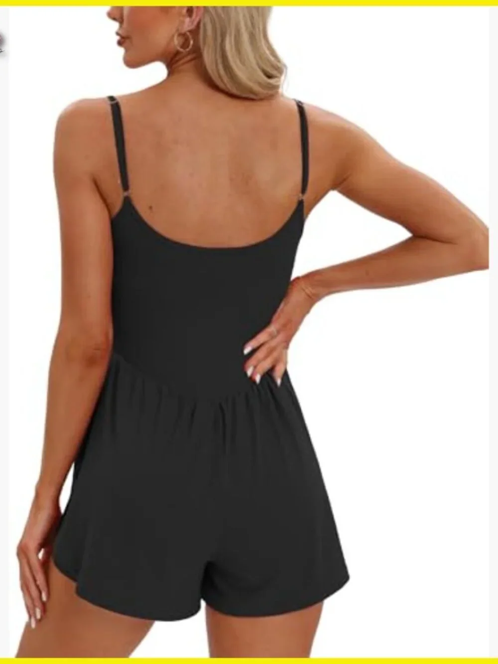 Sleeveless Athletic Romper Spaghetti Strap Double Lined Shorts Jumpsuit Summer